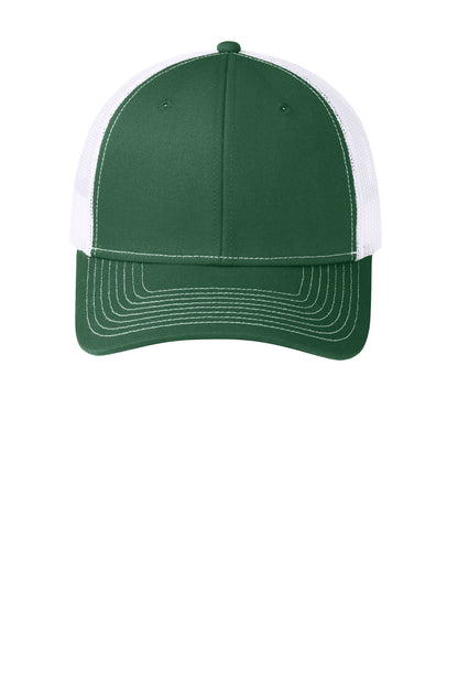 Custom Embroidered Port Authority Caps in Forest Green/ White