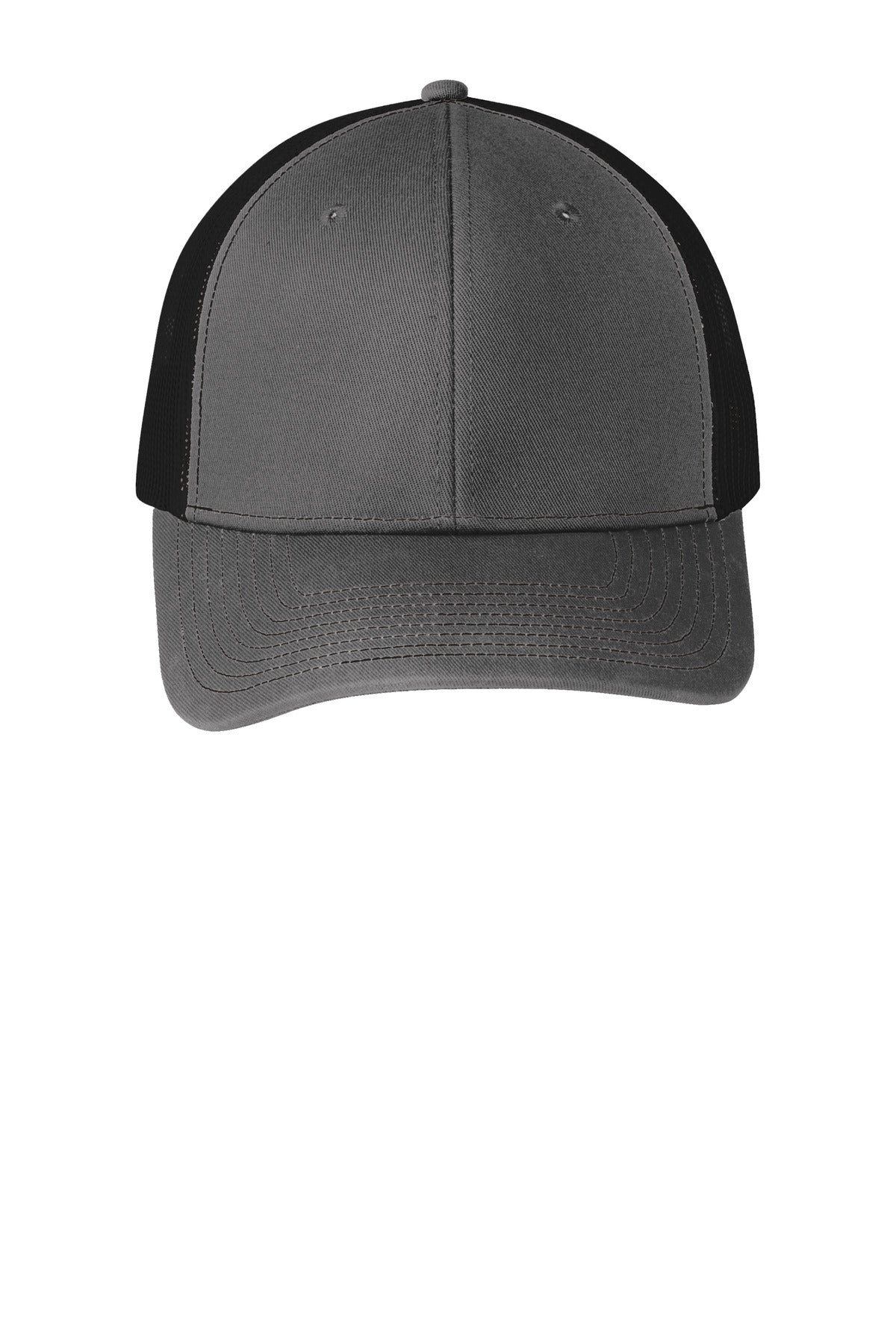 Custom Embroidered Port Authority Caps in Grey Steel/ Black