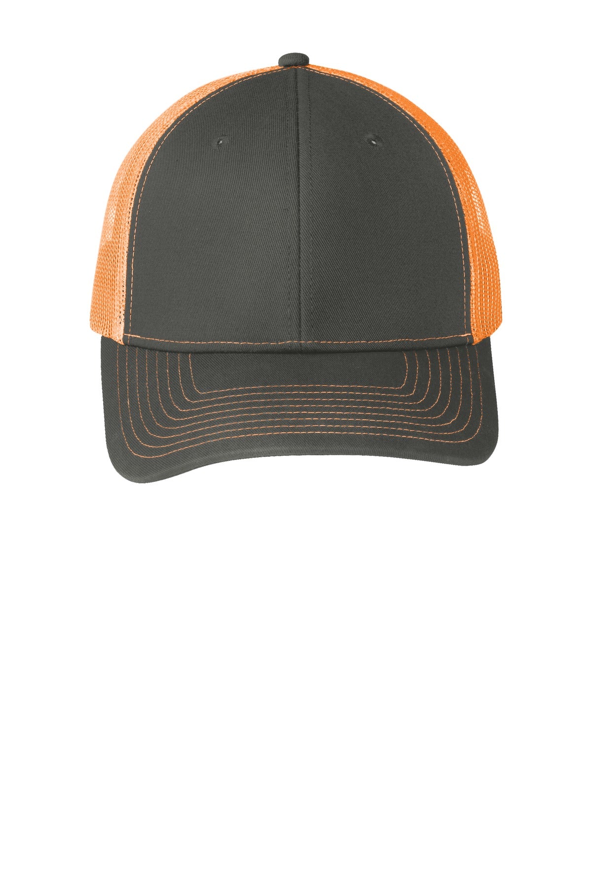 Custom Embroidered Port Authority Caps in Grey Steel/ Neon Orange