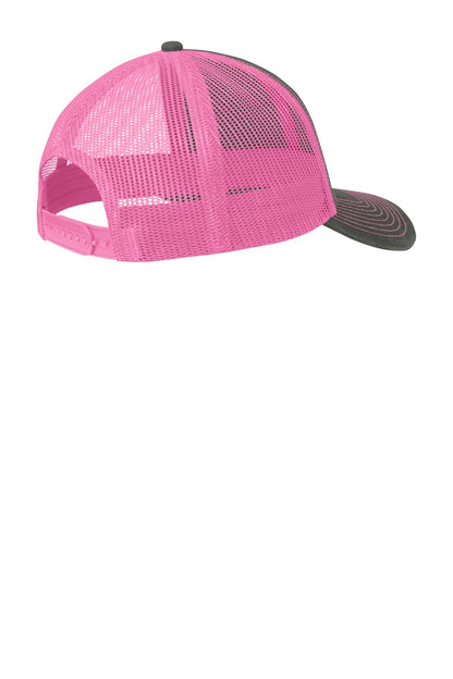 Custom Embroidered Port Authority Caps in Grey Steel/ Neon Pink