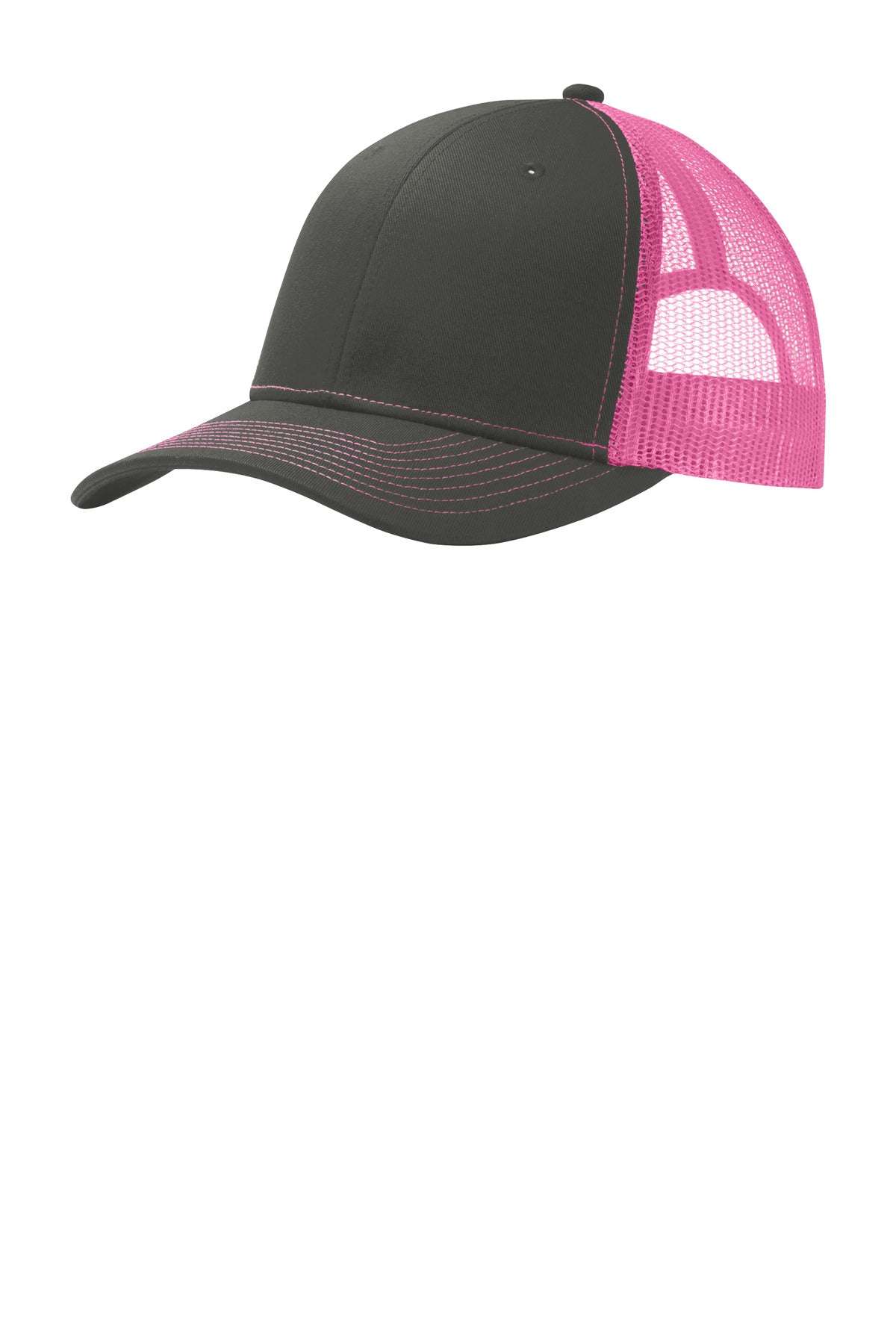 Custom Embroidered Port Authority Caps in Grey Steel/ Neon Pink