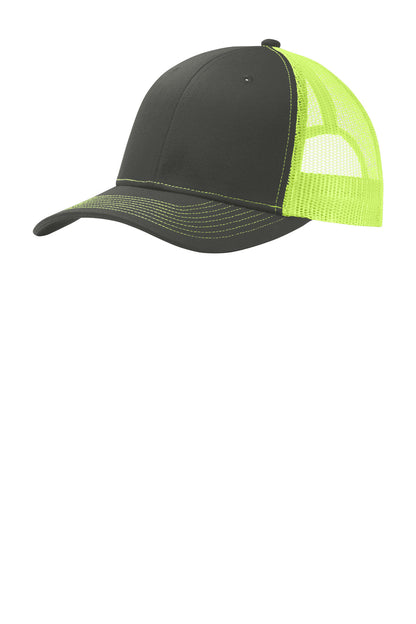 Custom Embroidered Port Authority Caps in Grey Steel/ Neon Yellow