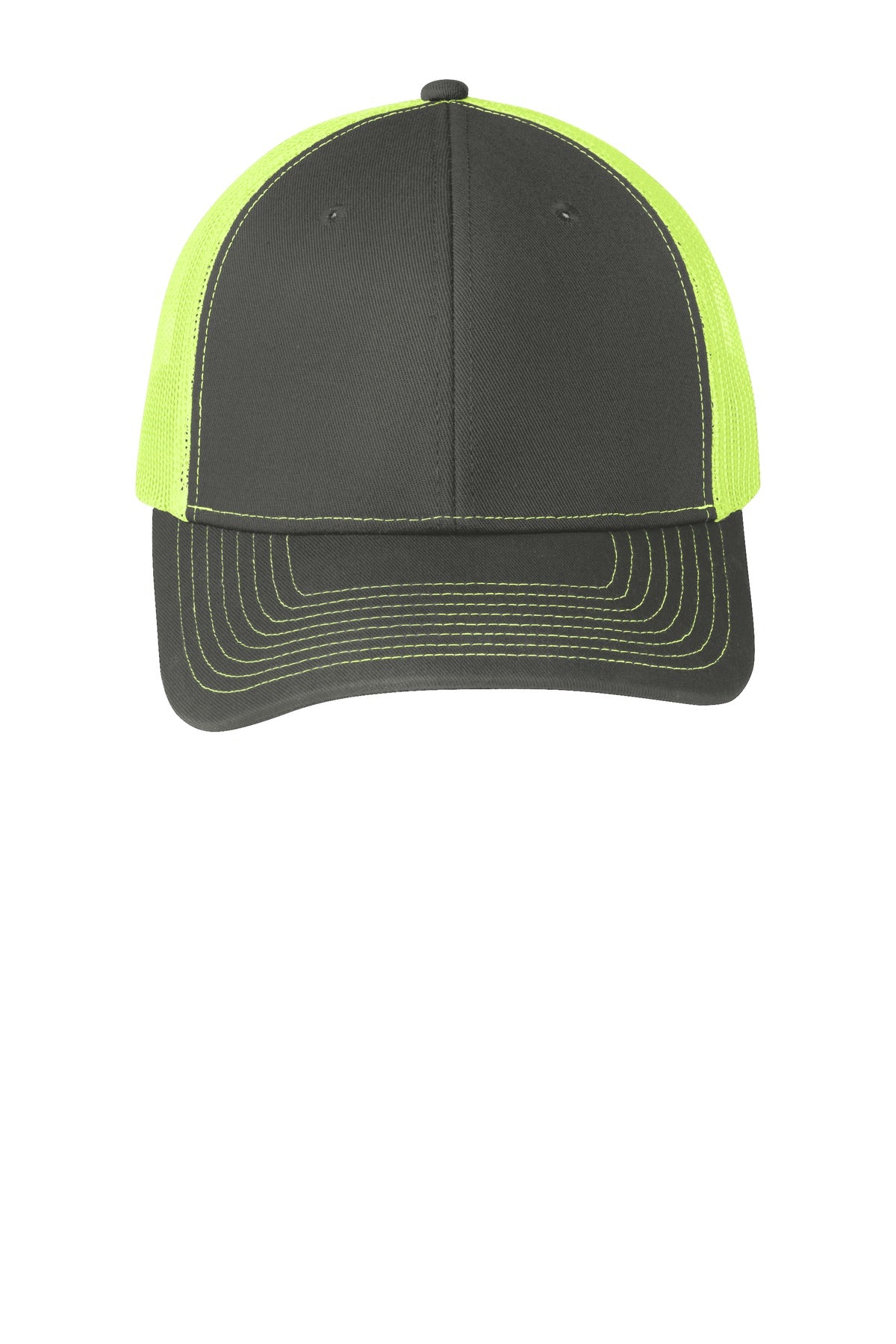 Custom Embroidered Port Authority Caps in Grey Steel/ Neon Yellow