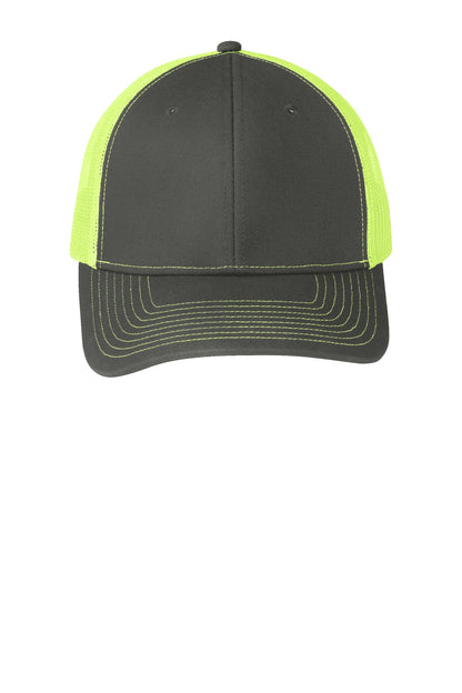 Custom Embroidered Port Authority Caps in Grey Steel/ Neon Yellow