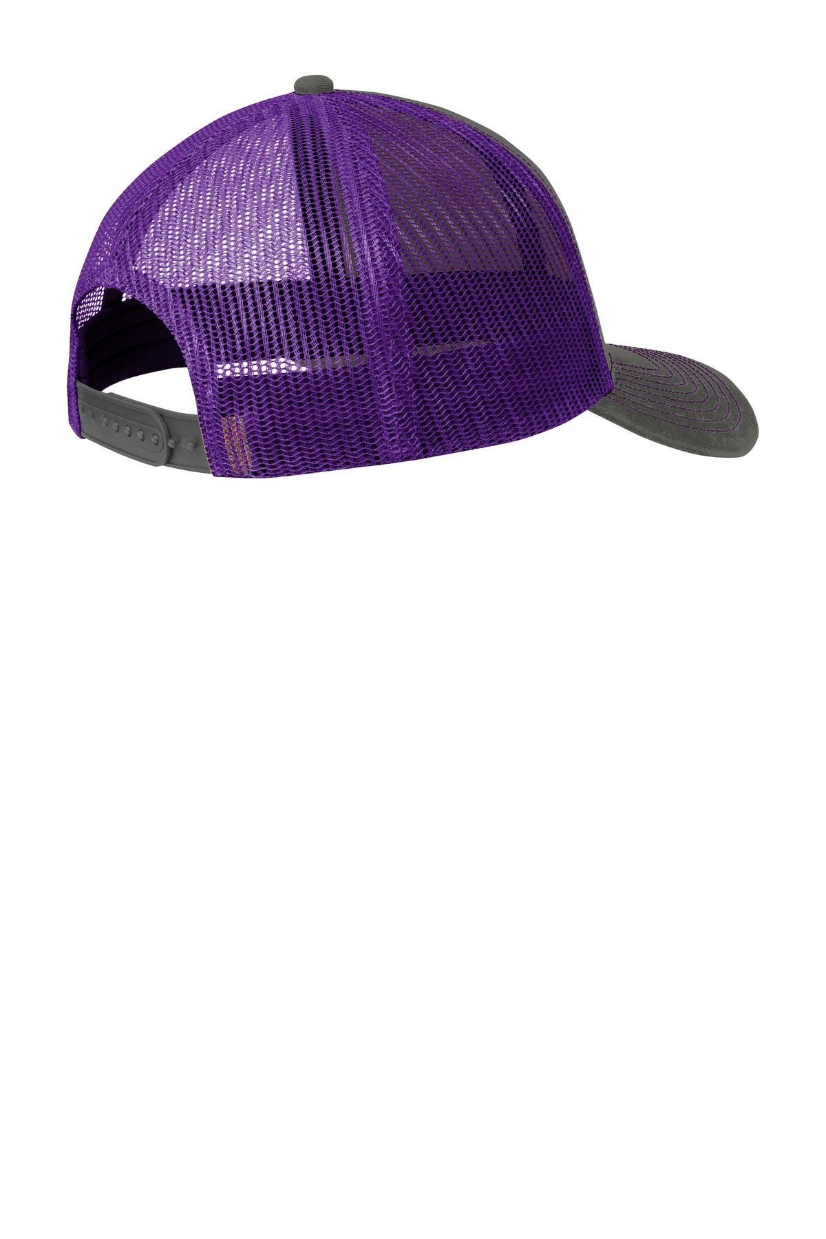 Custom Embroidered Port Authority Caps in Grey Steel/ Purple