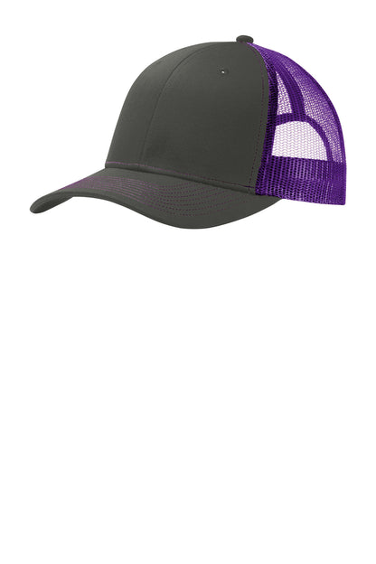 Custom Embroidered Port Authority Caps in Grey Steel/ Purple