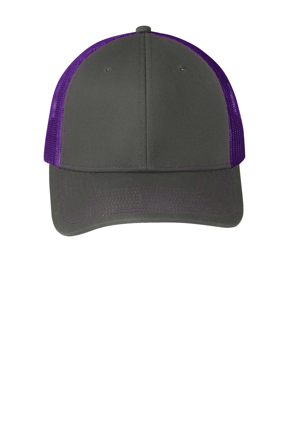 Custom Embroidered Port Authority Caps in Grey Steel/ Purple