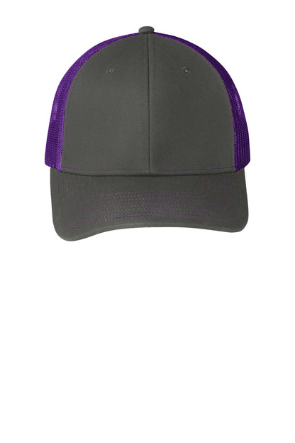 Custom Embroidered Port Authority Caps in Grey Steel/ Purple