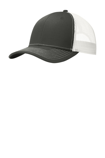 Custom Embroidered Port Authority Caps in Grey Steel/ White