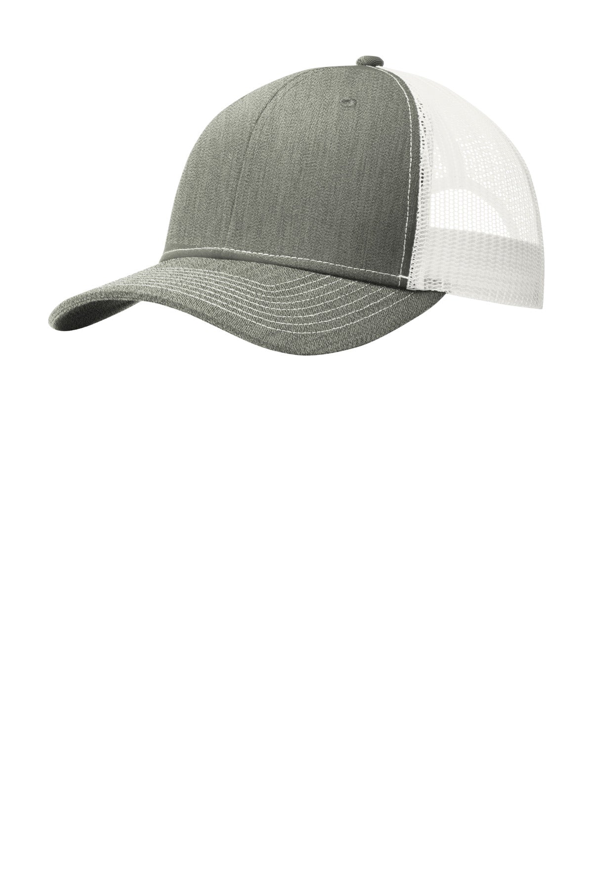 Custom Embroidered Port Authority Caps in Heather Grey/ White