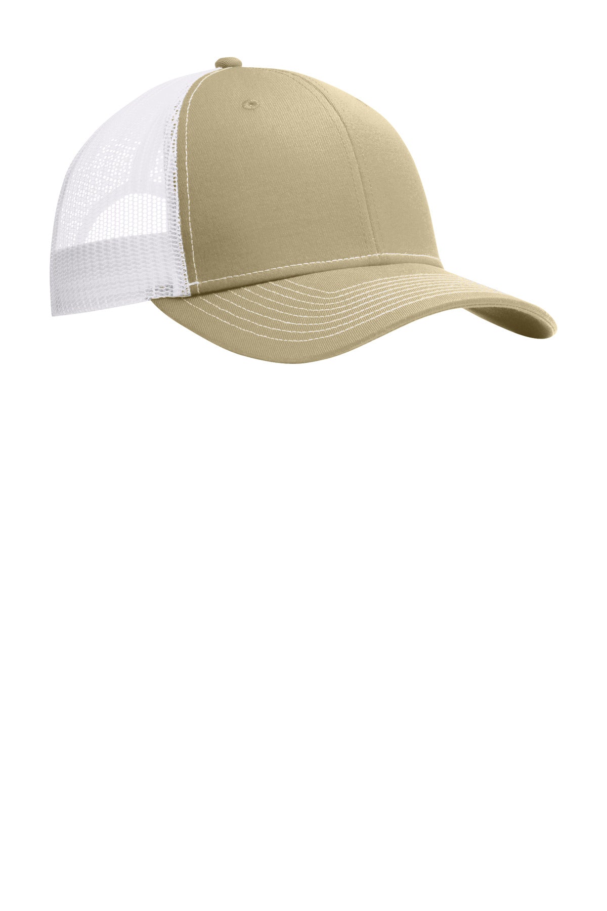 Custom Embroidered Port Authority Caps in Light Khaki/ White