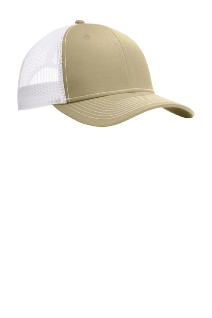Custom Embroidered Port Authority Caps in Light Khaki/ White