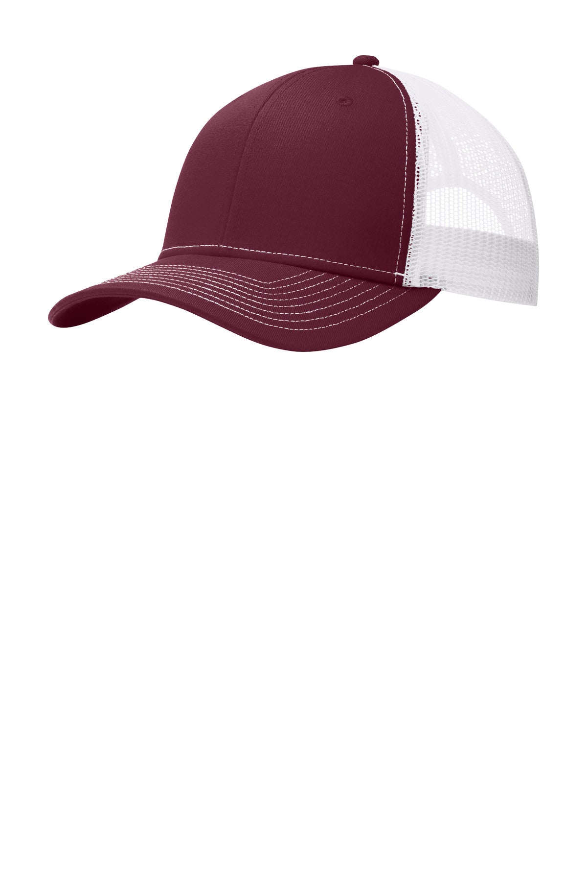Custom Embroidered Port Authority Caps in Maroon/ White