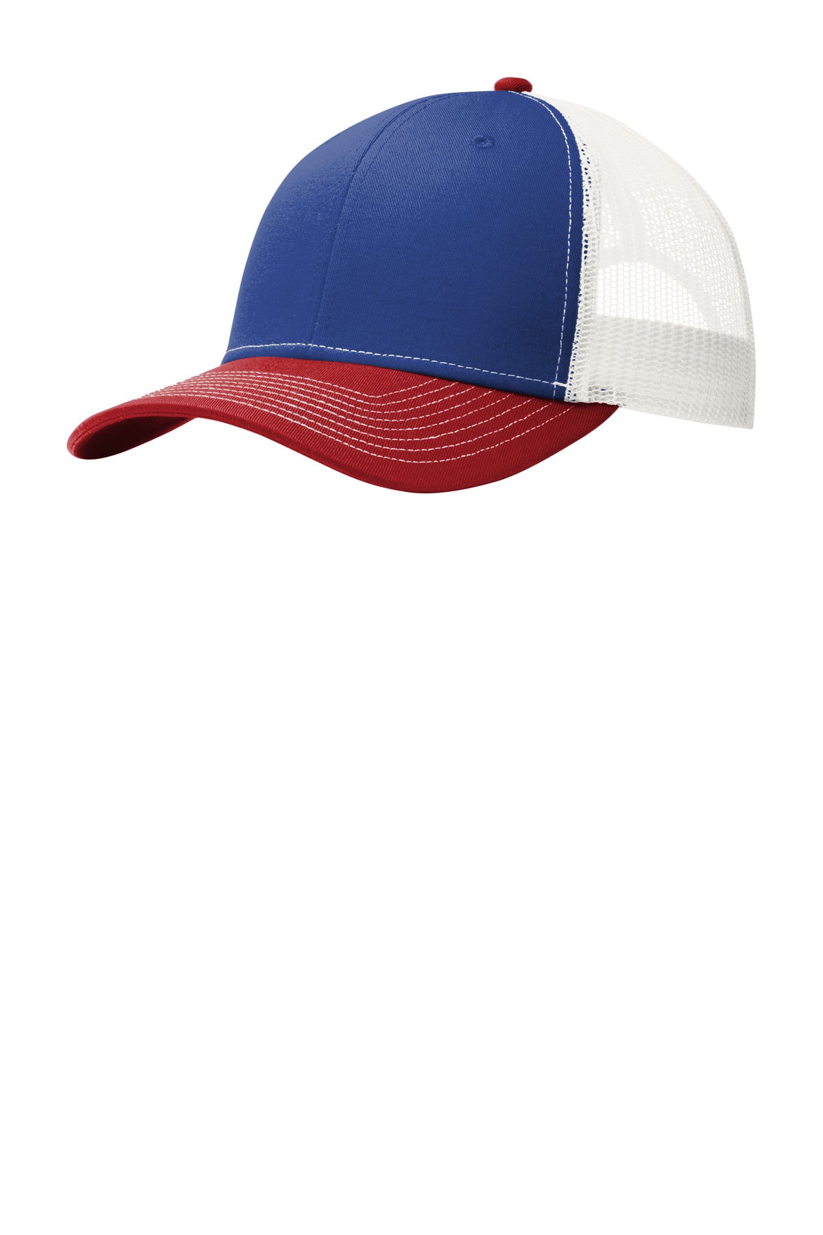 Custom Embroidered Port Authority Caps in Patriot Blue/ Flame Red/ White