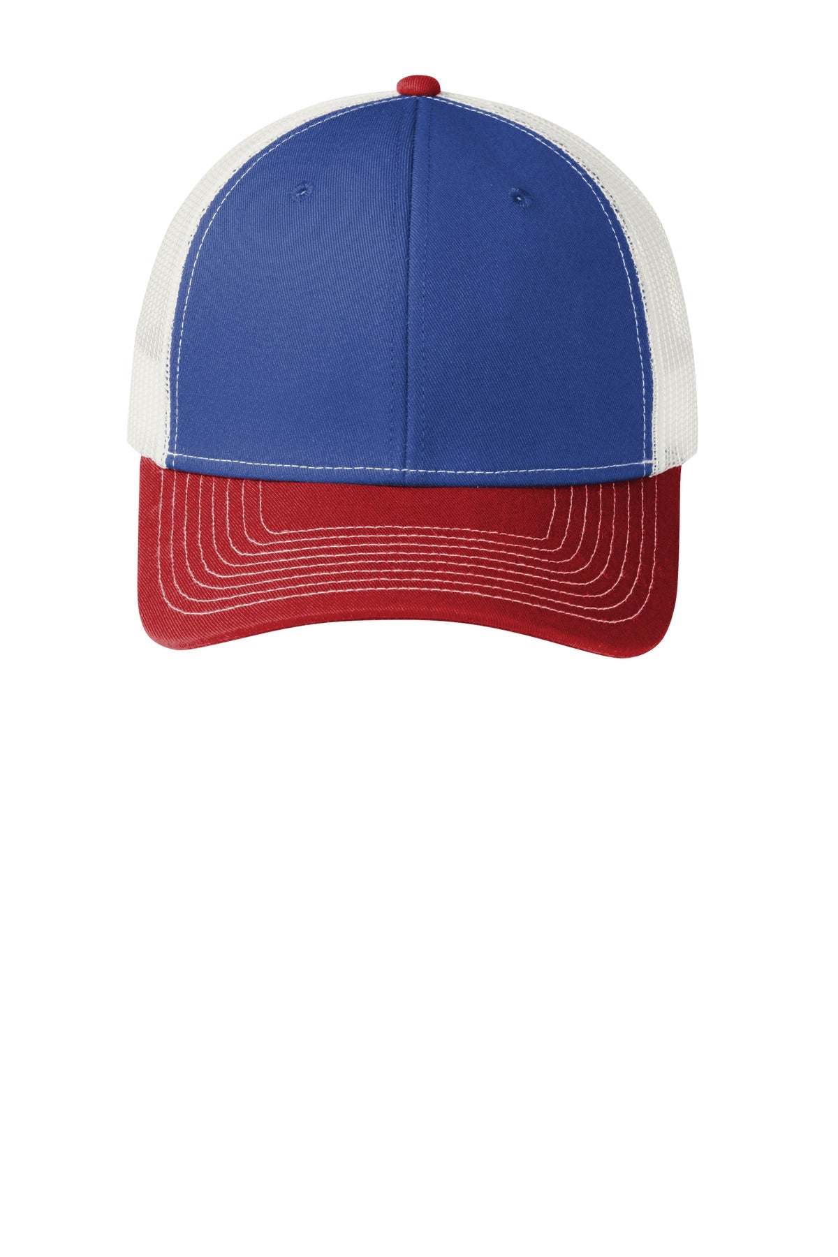 Custom Embroidered Port Authority Caps in Patriot Blue/ Flame Red/ White