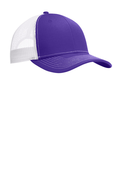 Custom Embroidered Port Authority Caps in Purple/ White