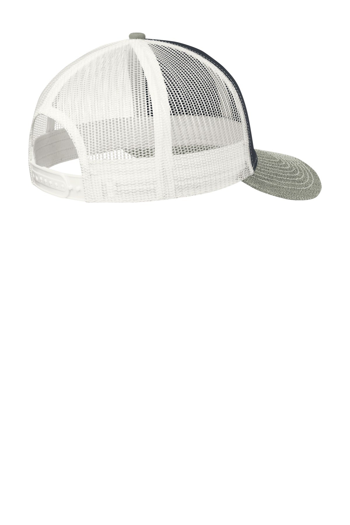 Custom Embroidered Port Authority Caps in Rich Navy/ Heather Grey/ White