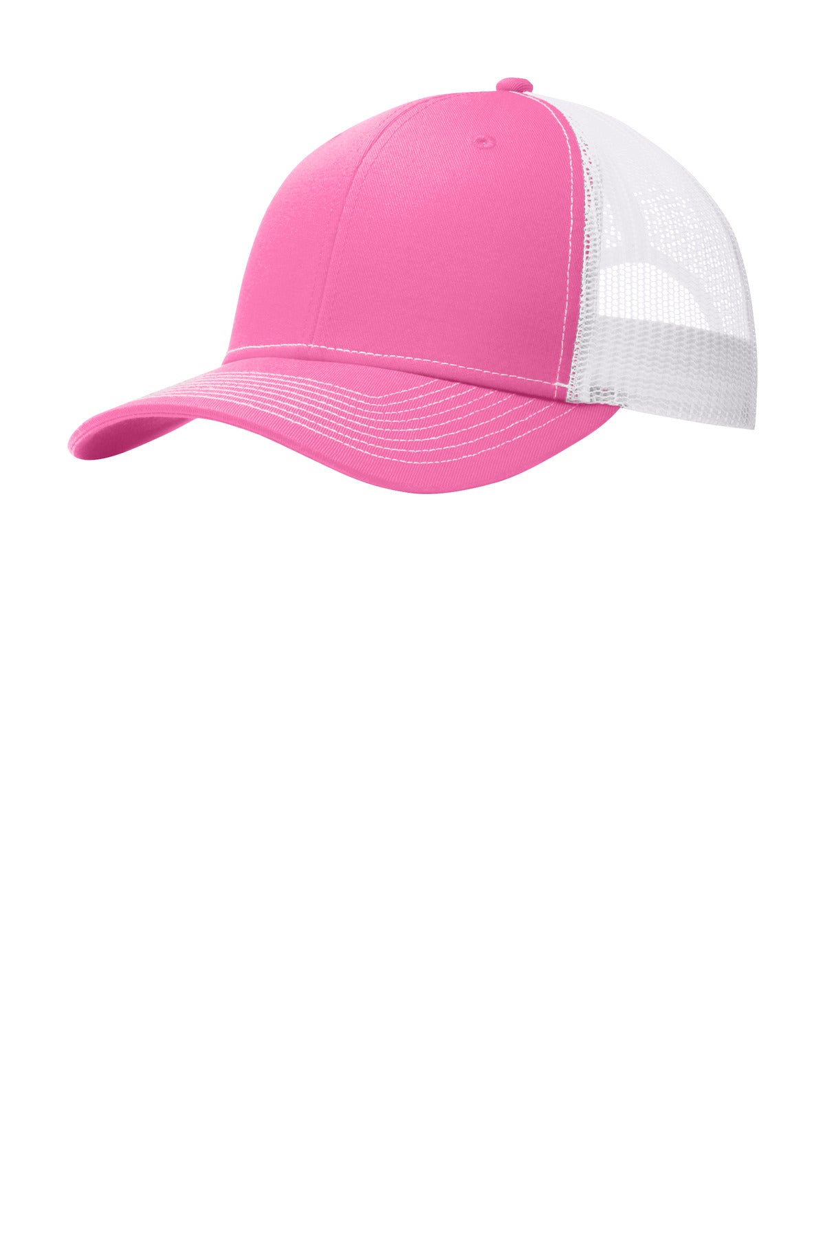 Custom Embroidered Port Authority Caps in True Pink/ White