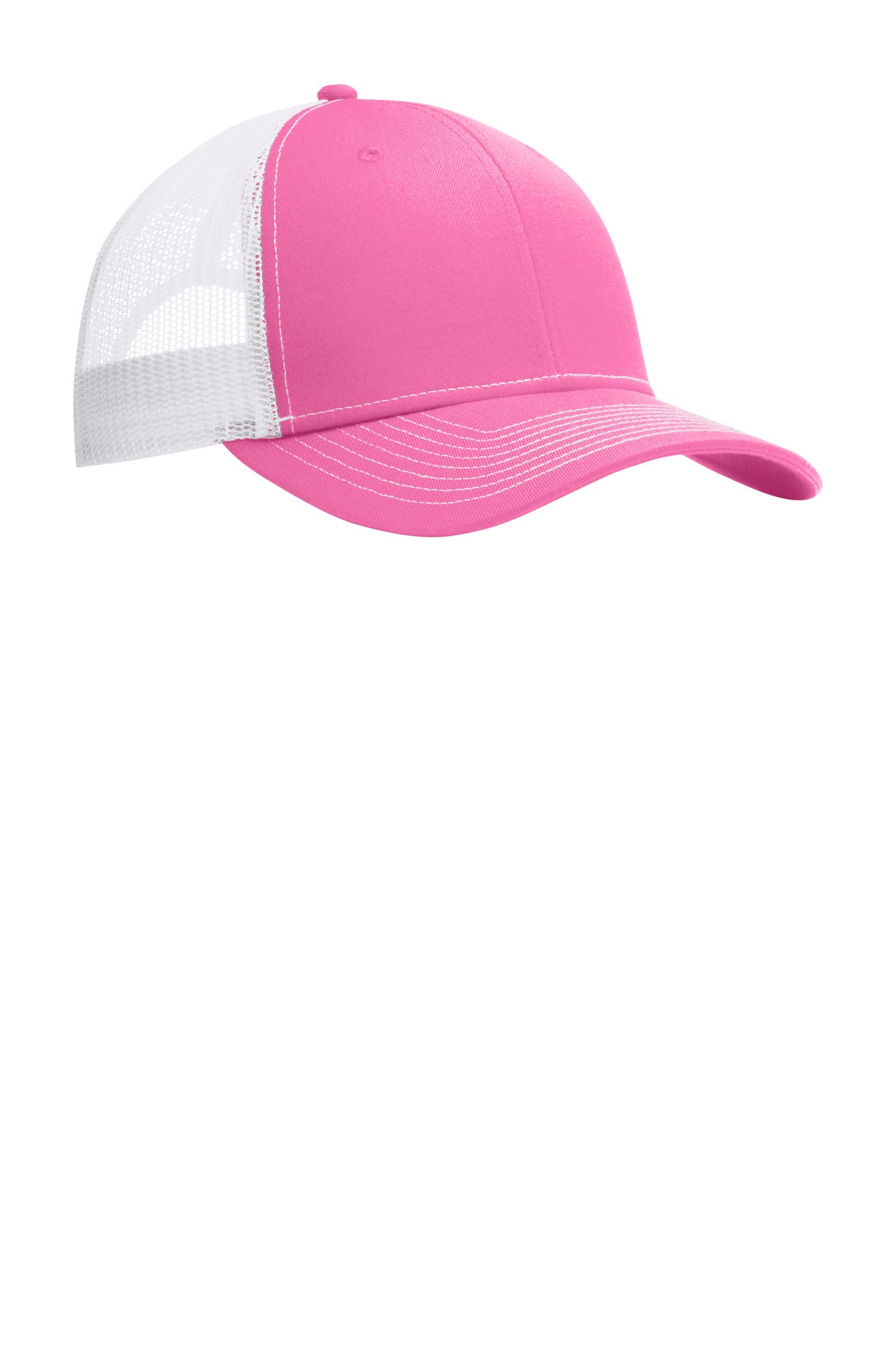 Custom Embroidered Port Authority Caps in True Pink/ White