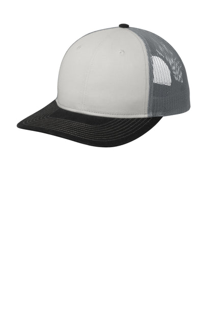 Custom Embroidered Port Authority Caps in White/ Black/ Gusty Grey