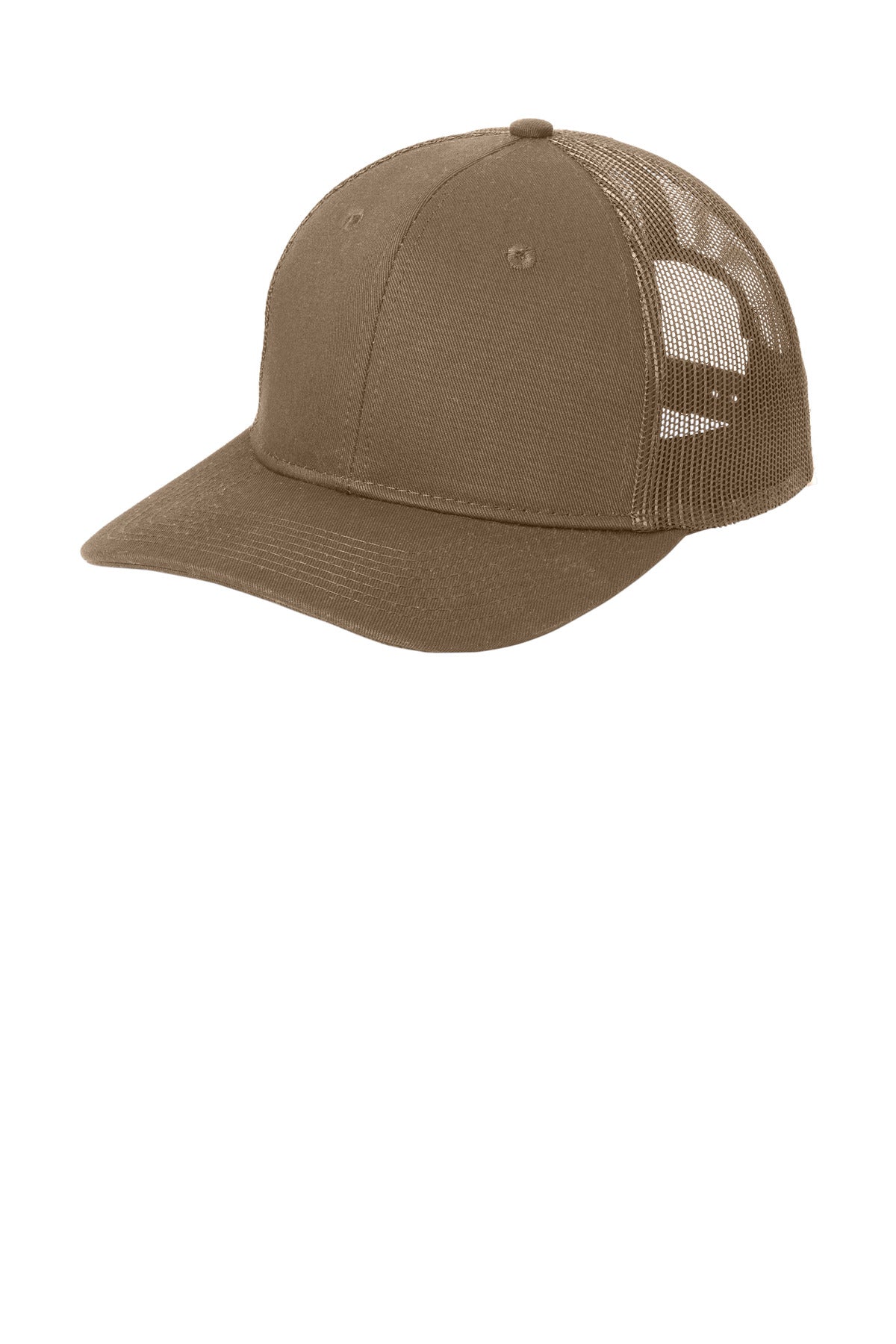 Custom Embroidered Port Authority Caps in Woodland Brown