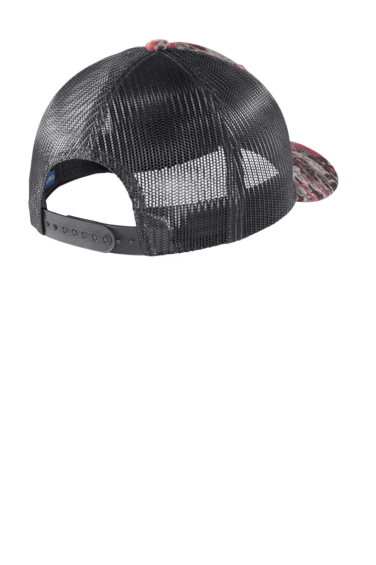 Custom Embroidered Port Authority Caps in Flame Red Digi/ Grey Steel