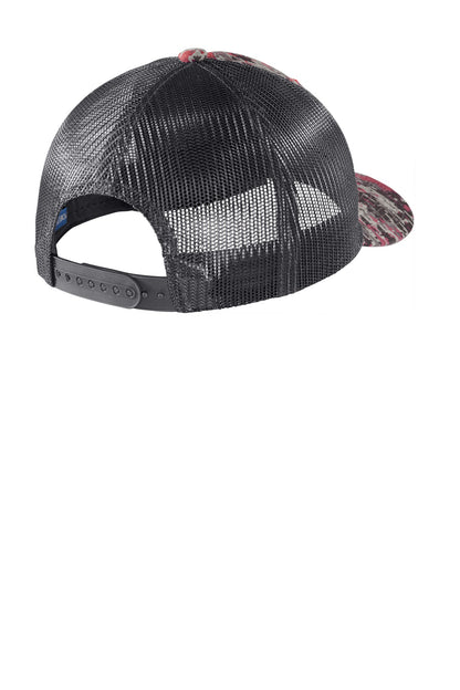 Custom Embroidered Port Authority Caps in Flame Red Digi/ Grey Steel