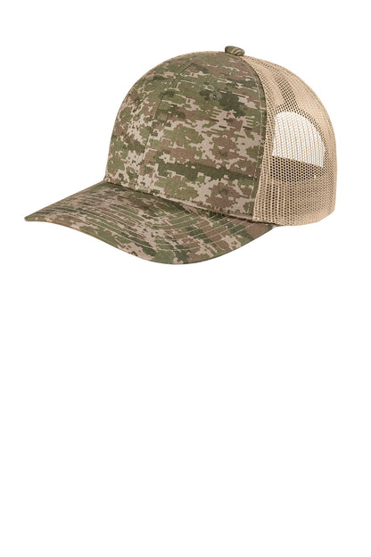 Custom Embroidered Port Authority Caps in Olive Drab Green Digi/ Coyote Brown