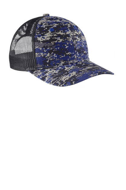 Custom Embroidered Port Authority Caps in Patriot Blue Digi/ Grey Steel