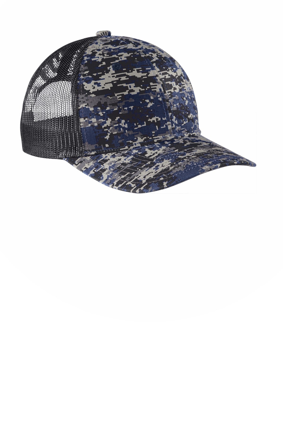 Custom Embroidered Port Authority Caps in Rich Navy Digi/ Grey Steel
