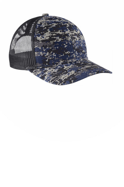 Custom Embroidered Port Authority Caps in Rich Navy Digi/ Grey Steel