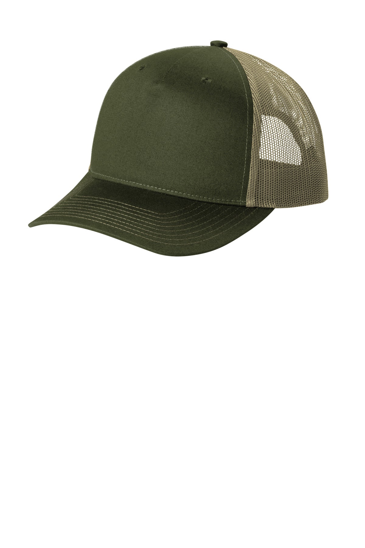 Custom Embroidered Port Authority Caps in Olive Drab Green/ Tan
