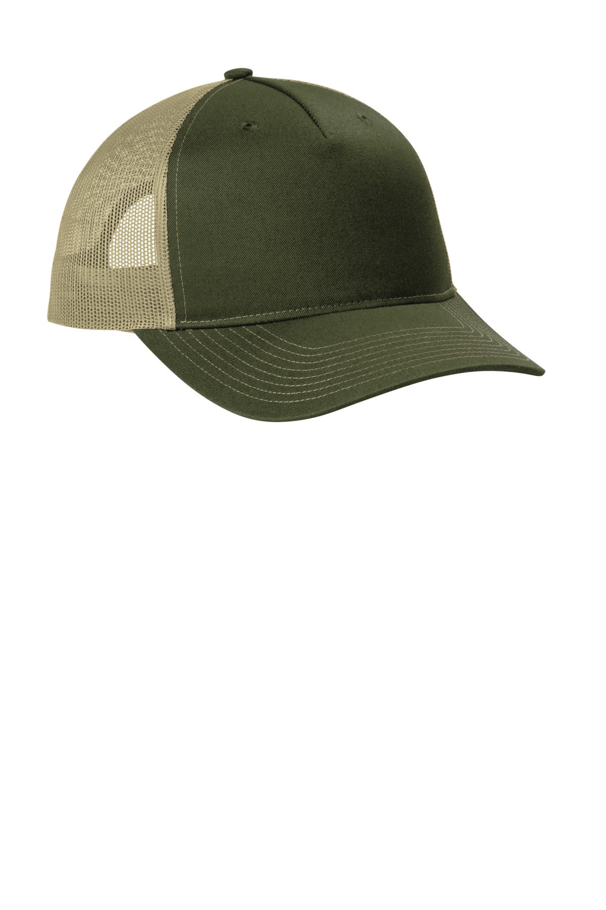 Custom Embroidered Port Authority Caps in Olive Drab Green/ Tan