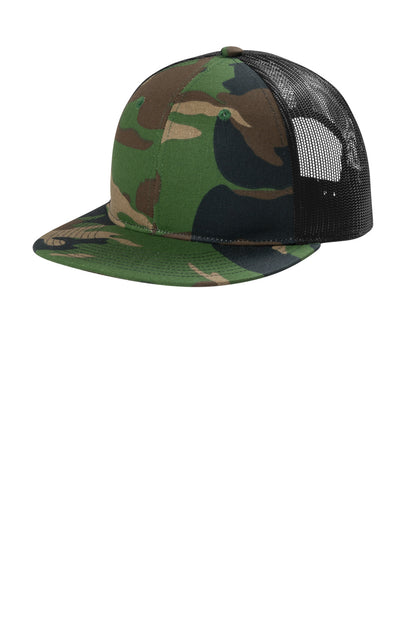 Custom Embroidered Port Authority Caps in Woodland Camo/ Black