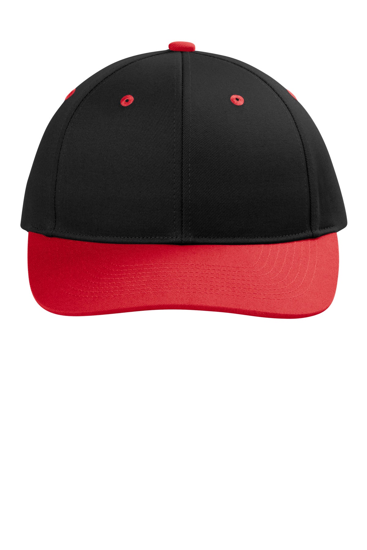 Custom Embroidered Port Authority Caps in Black/ True Red