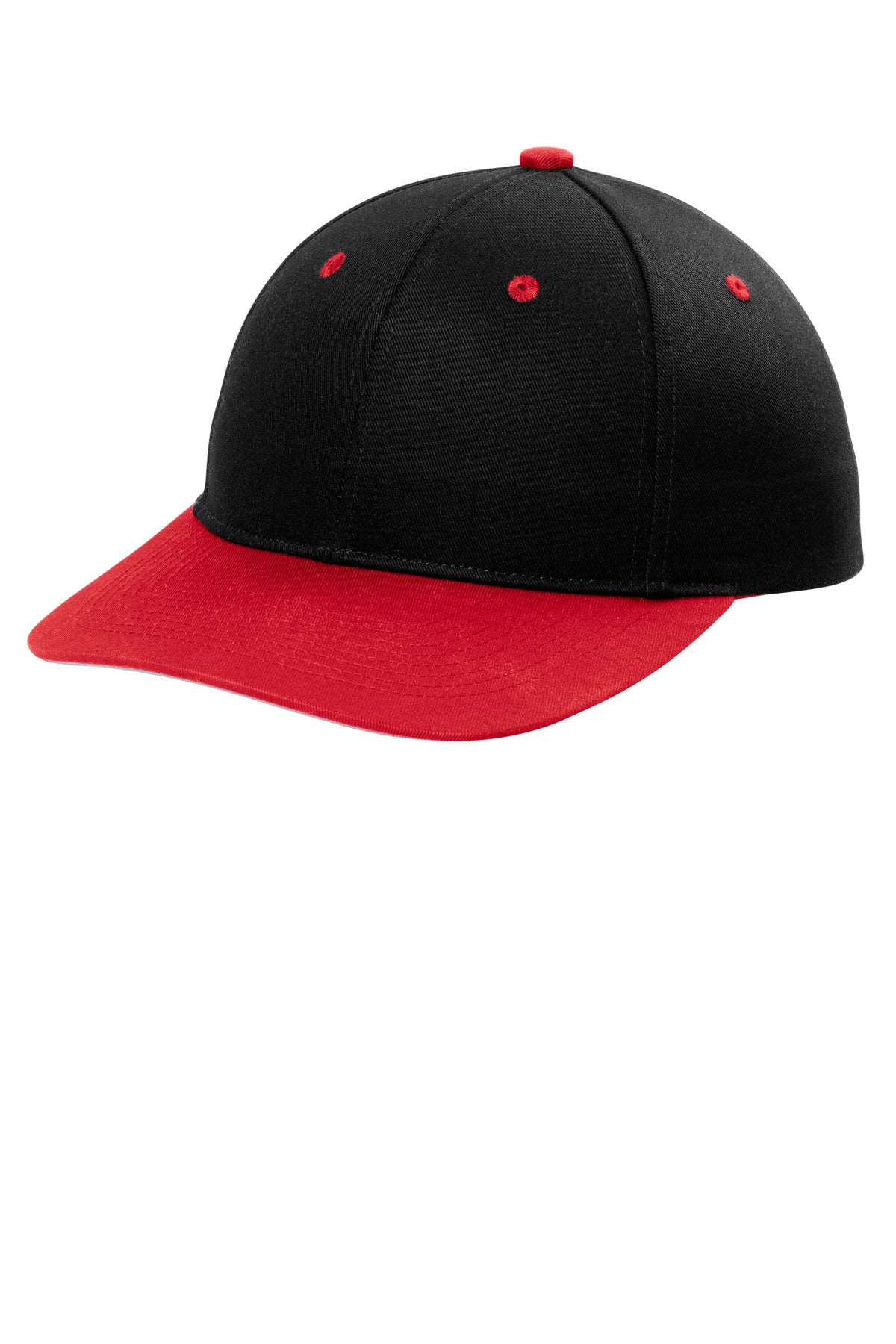 Custom Embroidered Port Authority Caps in Black/ True Red