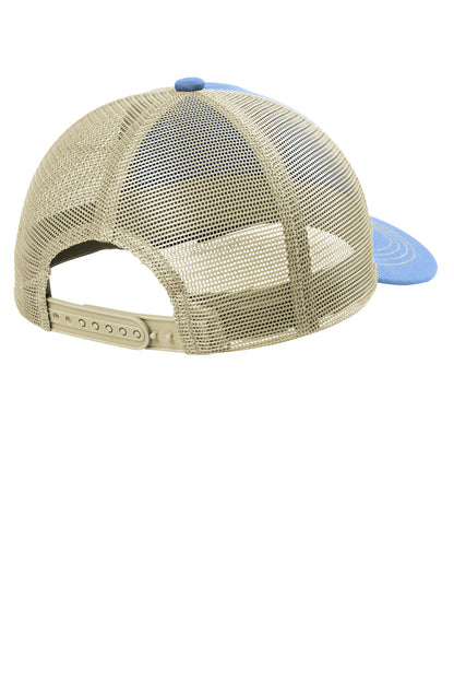 Custom Embroidered Port Authority Caps in Carolina Blue/ Tan