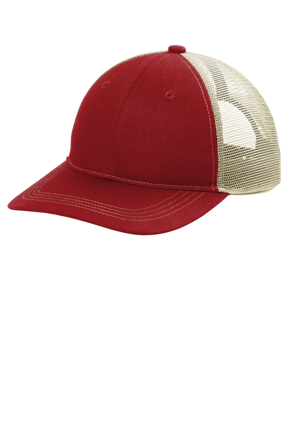 Custom Embroidered Port Authority Caps in Flame Red/ Tan