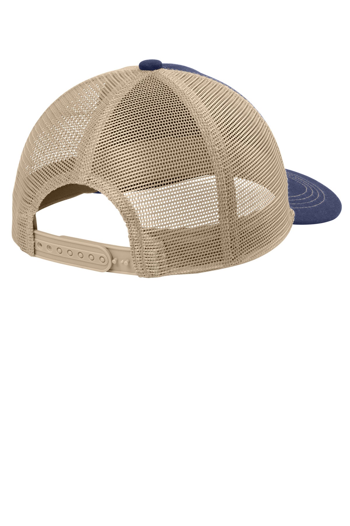 Custom Embroidered Port Authority Caps in True Navy/ Tan