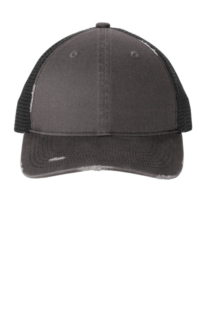 Custom Embroidered Port Authority Caps in Grey Steel/ Black