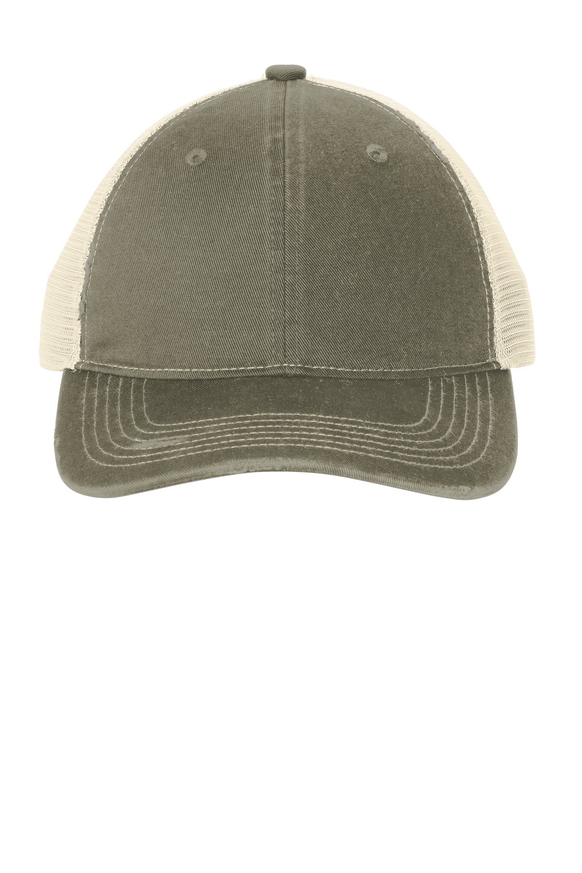 Custom Embroidered Port Authority Caps in Light Olive/ Stone
