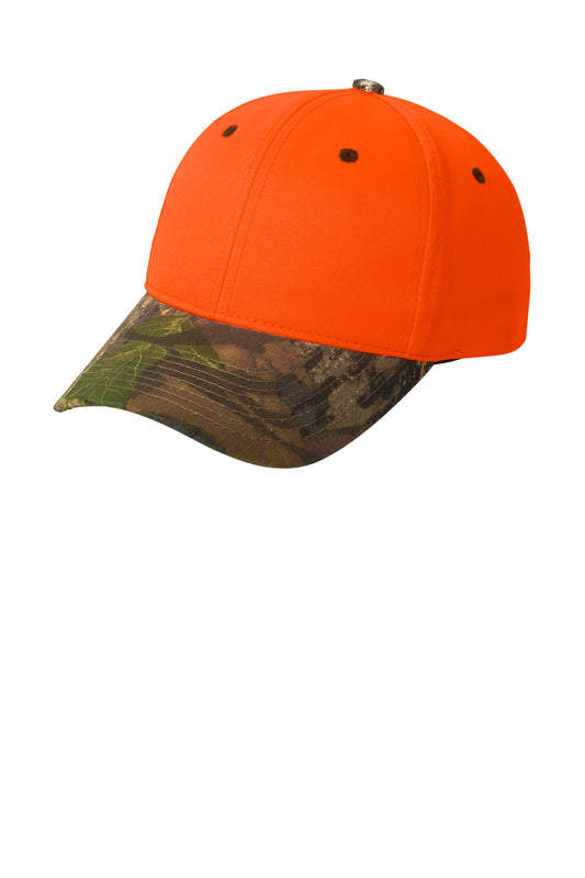 Custom Embroidered Port Authority Caps in Orange Blaze/ Mossy Oak New Break-Up