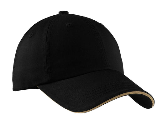 Custom Embroidered Port Authority Caps in Black/ Khaki