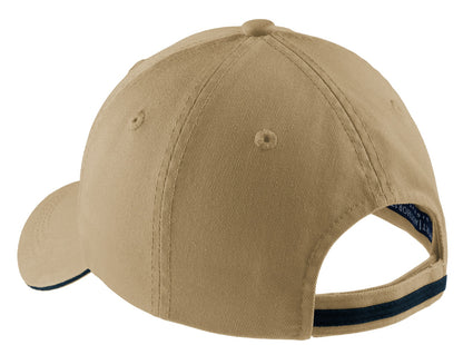 Port Authority Sandwich Bill Cap with Striped Closure.  C830