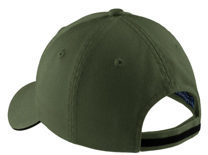Port Authority Sandwich Bill Cap with Striped Closure.  C830