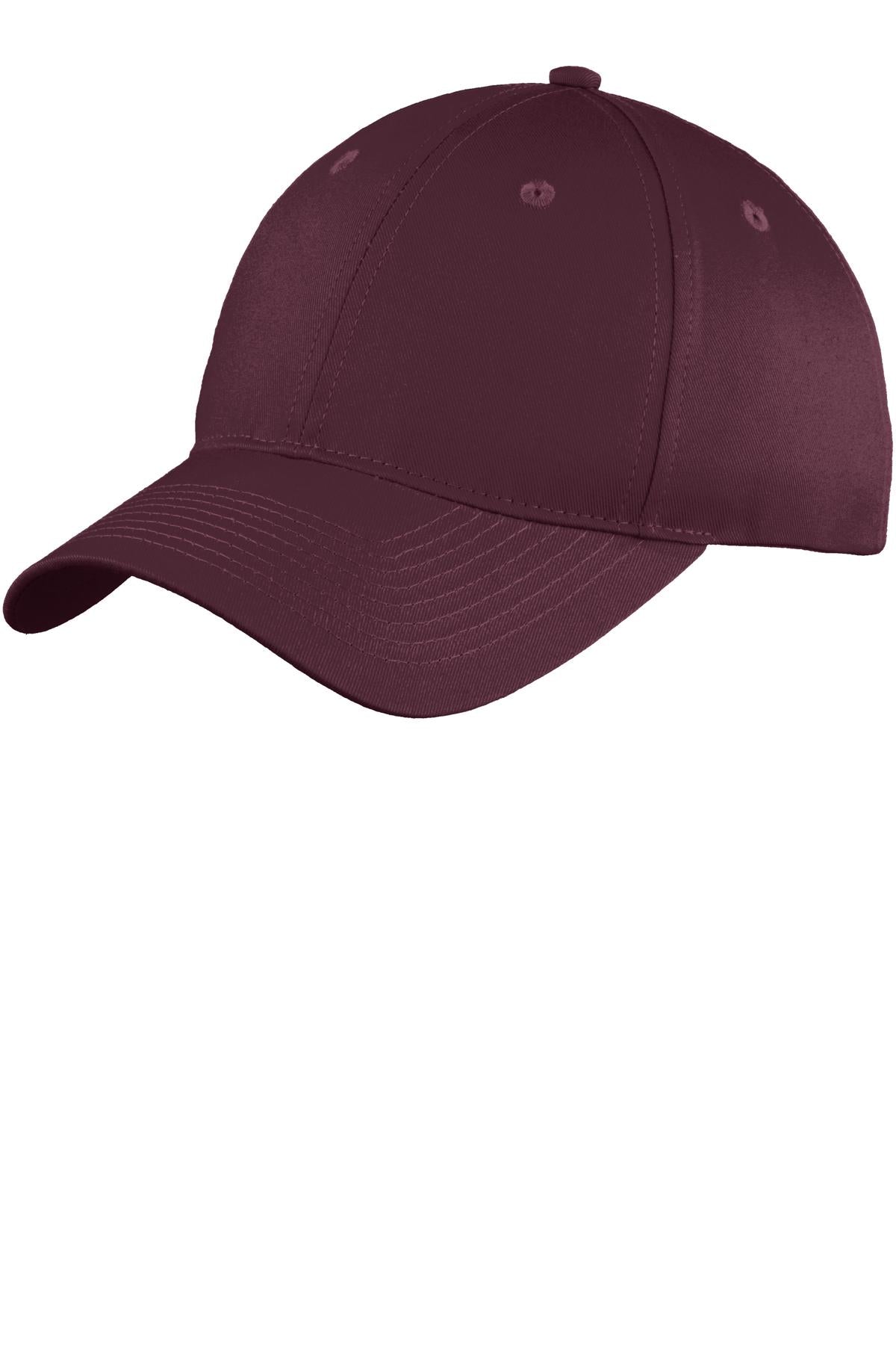 Custom Embroidered Port Authority Caps in Maroon