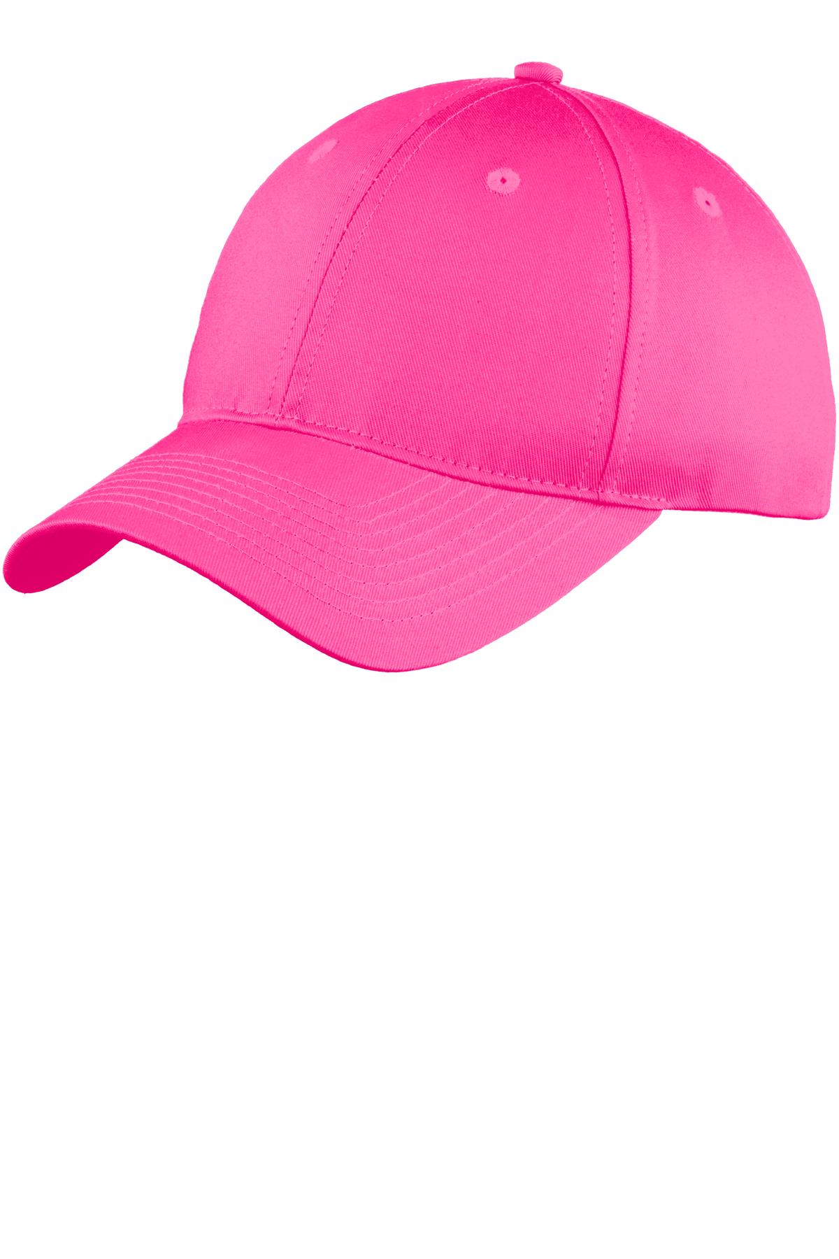 Custom Embroidered Port Authority Caps in Neon Pink