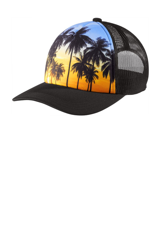 Custom Embroidered Port Authority Caps in Palm Trees