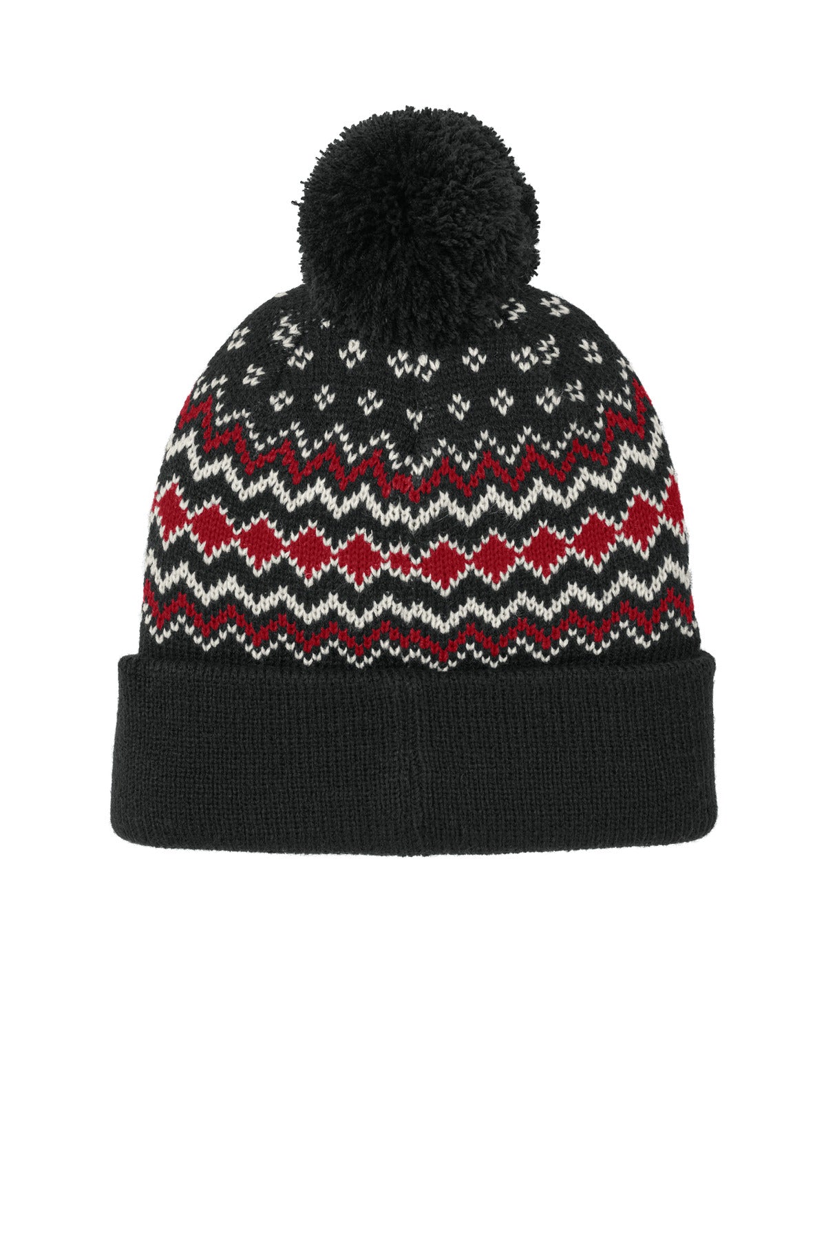 Custom Embroidered Port Authority Caps in Deep Black/ Rich Red/ Marshmallow
