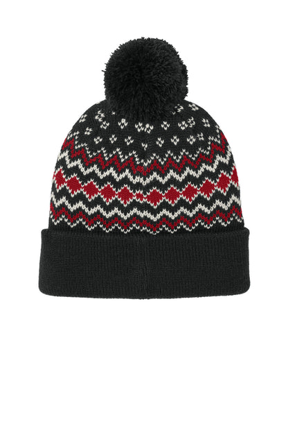 Custom Embroidered Port Authority Caps in Deep Black/ Rich Red/ Marshmallow